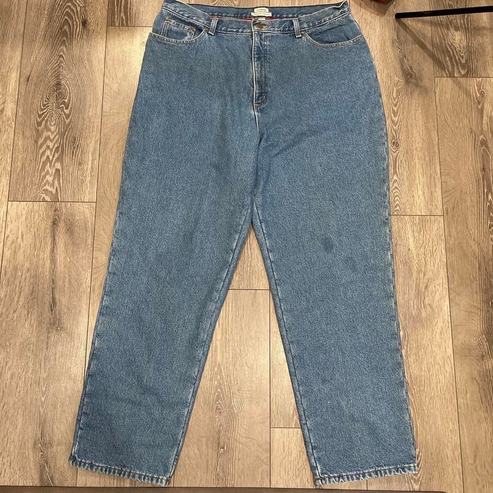 LL Bean Fleece Lined Jeans Womens 20 MT Original Fit Relaxed Medium Wash Blue